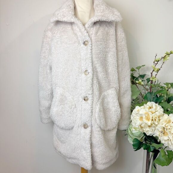 ANTHROPOLOGIE Current Air Sherpa puffer coat | medium | teddy coat - Picture 1 of 13